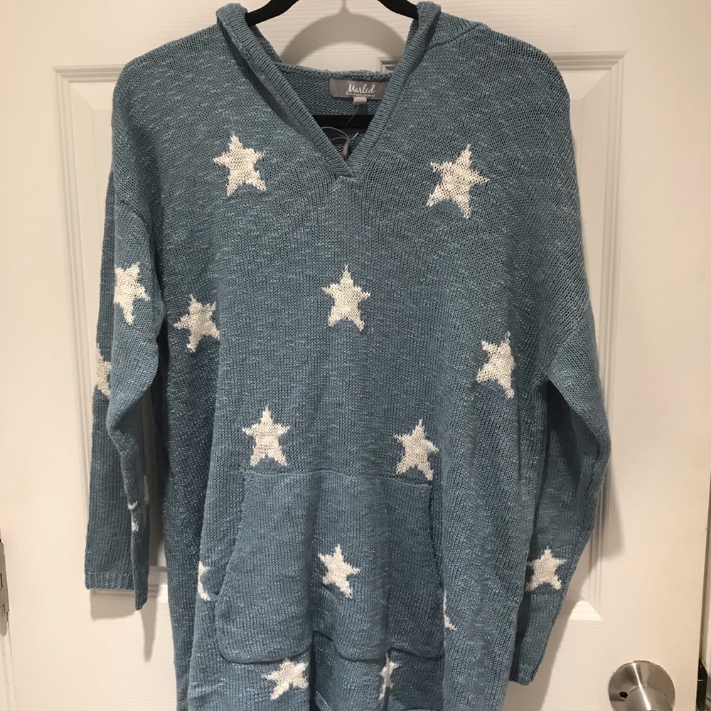 1X dusty blue sweater hoodie